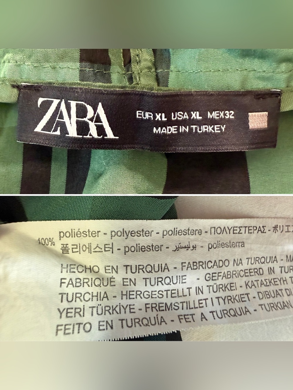 Zara Green Plaid Oversized Hooded Anorak Windbreaker XL - Picture 8 of 12